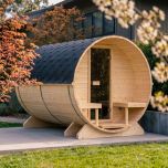 OUTDOOR SAUNA BARREL SAUNA 186 WITH VERANDA