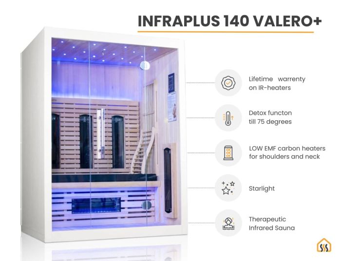Valero Supersauna model 140, modern design met houtafwerking en stoomfunctie