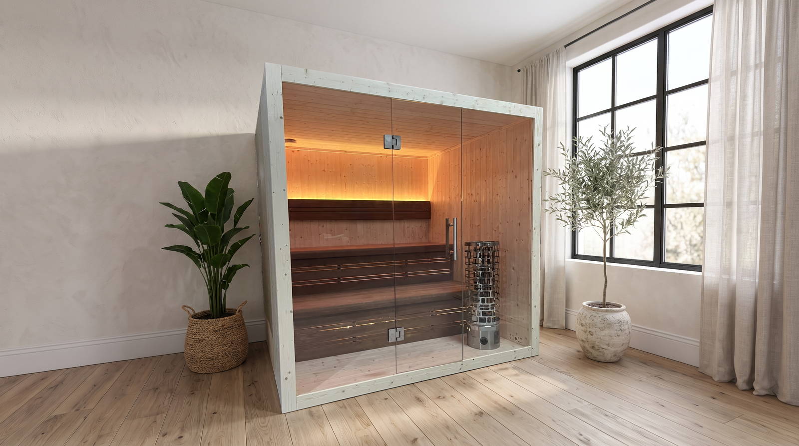 Finnish sauna S-Line Nordiq 210 Double, Scandinavian room
